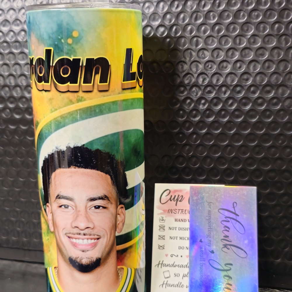 Jordan Love Tumbler 20 Oz GreenBay Packers